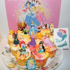 Disney Princess Movie Deluxe Cake Toppers Cupcake Decorations Set of 14